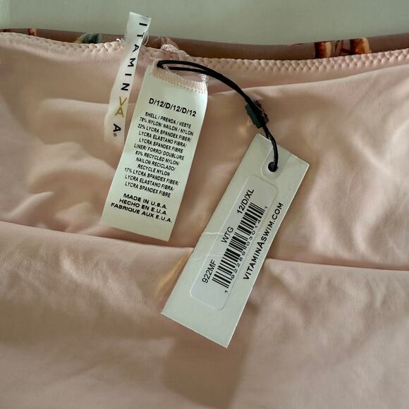 VITAMIN A Emma Floral Deep Plunge V Open Back Halter Swimsuit Ginger Floral XL - Picture 5 of 6